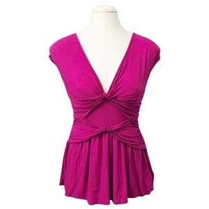 Anthropologie Ric Rac Womens Sleeveless Top Ruched Pink Rayon Spandex Small